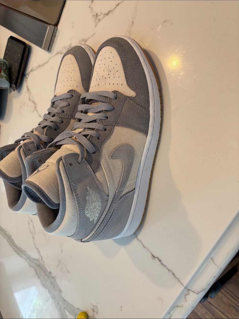 Jordan High-Top Sneakers in Grey and Cream